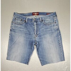 Lucky Brand 361 Vintage Straight Denim Jorts Mens 36 Blue Bermuda Cut Shorts